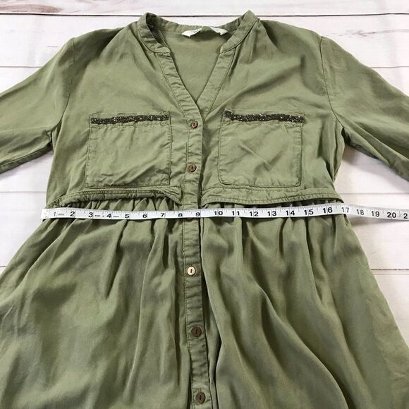 Zara Women Green Shirt Dress Medium - Picture 11 of 14